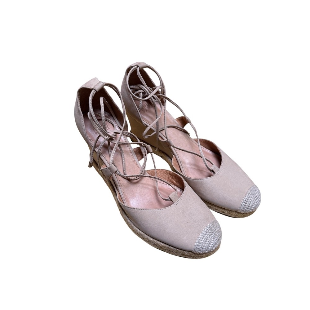Anthropologie Jasper & Jeera Shoes Size 8 Beige Espadrille‎ Wedge Suede Boho